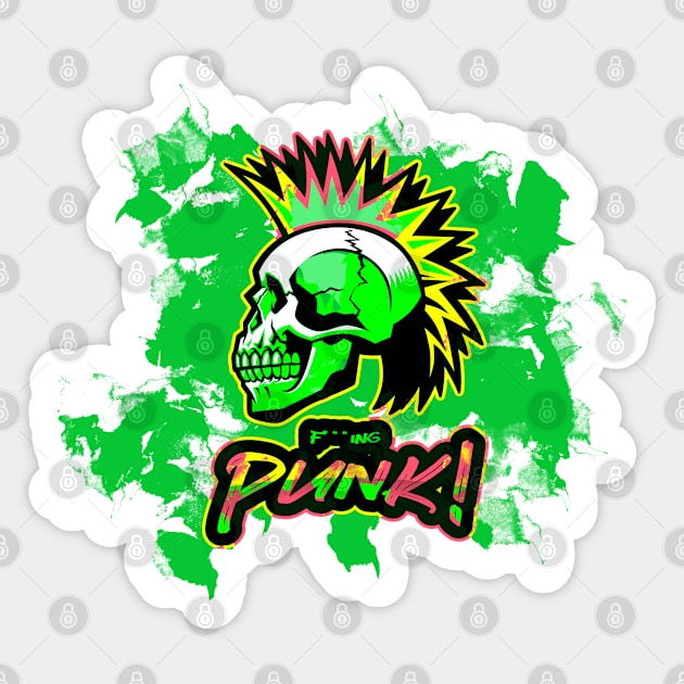 F***ing Punk! - Mohawk Skull Sticker by Daily Detour